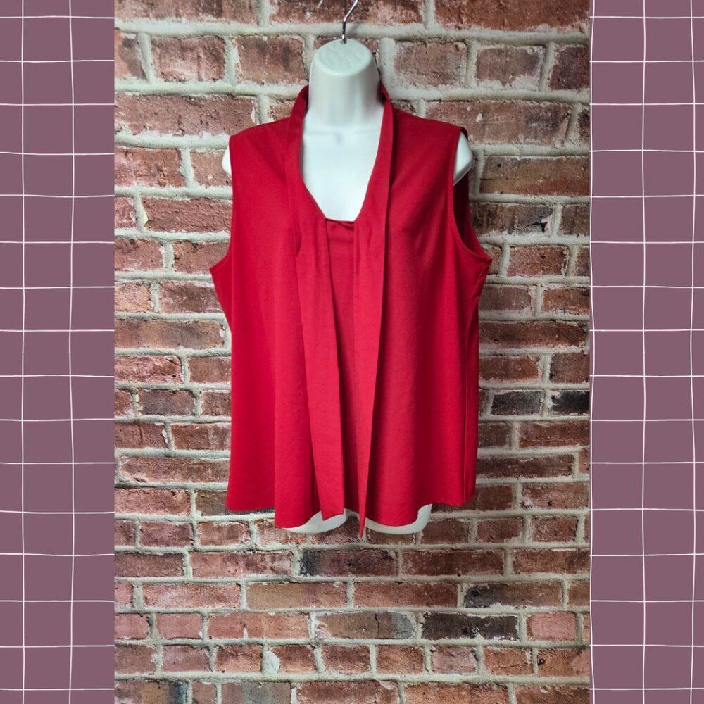 Vintage 90s Women's KASPER Sleeveless Draped Scarf Neck Top‎ XL